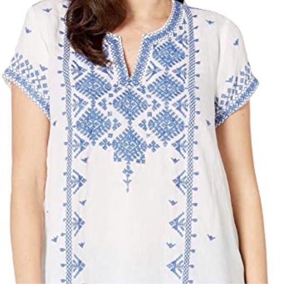 Johnny Was Azure Boho Drape Top - Picture 4 of 7